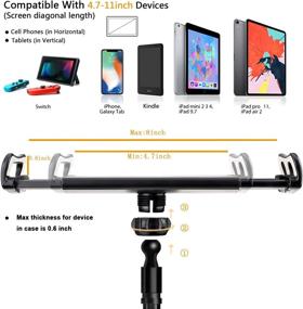 img 3 attached to 📱 Flexible Gooseneck Tablet Phone Holder by SRMATE - Clamp Mount for iPhone, iPad, Switch, Samsung Galaxy Tabs, Kindle Fire - Ideal for Bed Desk - 30 inch Long Arm - Black
