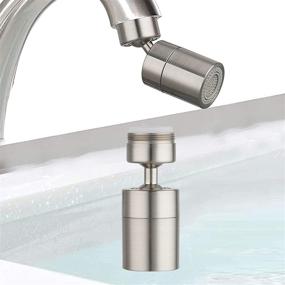 img 4 attached to 🚰 2-Flow Bathroom Faucet with Swivel Aerator, 360-Degree Rotation Dual Sprayer, Brushed Nickel Faucet Attachment for Water Saving, Multi-function Kitchen Sink Aerator with Male Thread