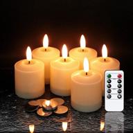 🕯️ genswin waterproof led flickering candles with remote & timer, battery-operated votive 3d wick pillar candles for indoor outdoor lanterns - white, 6 pack (batteries included), 2 x 3.2 inch логотип