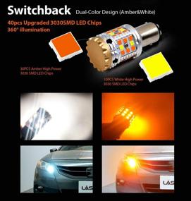 img 1 attached to 🚦 LASFIT CANBUS Anti Hyper Flash 1157 2057 7528 Switchback LED Bulbs - Dual Color Amber Turn Signal Light & White Daytime Running Parking Light - No Load Resistor Required - Unique Version (Pack of 2)