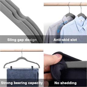 img 2 attached to 👗 Velvet Skirt Hangers - Pack of 24 - Velvet Hangers with Clips, Ultra Thin Non Slip Pants Hangers, Space Saving Clothes Hanger (Grey) by HOUSE DAY