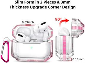 img 3 attached to Прозрачный чехол MioHHR Clear TPU для милых наушников AirPods Pro - 360° полная защита, против пыли, с ремешком для ключей - многоцветный чехол для Apple AirPods 3/2020 - идеально подходит для девочек, женщин и мужчин (розовый)