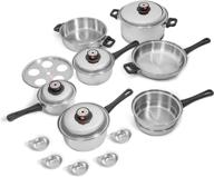 🍳 high-quality maxam 9-element waterless cookware set, long-lasting stainless steel build with heat and cold resistant handles, 17-piece collection logo