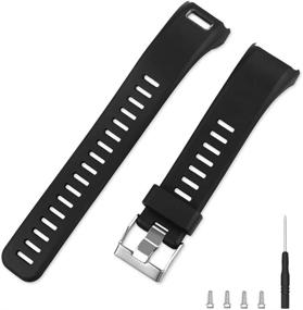 img 1 attached to 🏃 Silicone Sport Wristband Strap for Garmin Vivosmart HR-Black - Oenfoto Compatible Replacement Bands with Screwdriver