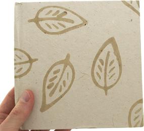 img 2 attached to 🌿 Authentic Eight Rivers Eco Batik Leaf Journal with Handmade Lokta Paper. Crafted in Nepal. 6x6 Inches (Floral White)