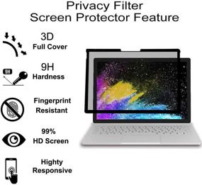 img 2 attached to YBP Privacy Screen for Surface Book 1/2 15 Inch - Easy On/Off, Anti-Spy, Reusable and Removable Privacy Filter