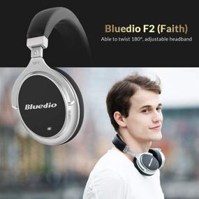 img 3 attached to Bluedio F2 ANC Bluetooth Headphones - Active Noise Cancelling, Over Ear Wireless Headphones with 180° Rotation, Wired and Wireless for Cell Phone, TV, PC - Black