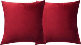 img 4 attached to 🔴 Volcanics Velvet Decorative Throw Pillow Covers: Set of 2 Soft Solid Square Couch Pillow Cover Cases for Home Decor - 18x18 Inches, Wine Red