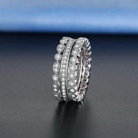 img 2 attached to 💍 XBRN 3Pcs 2mm Women Stackable Eternity Ring Wedding Bands, 18K White Gold Plated Cubic Zirconia Rings Pack: Stylish and Affordable Jewelry for Women