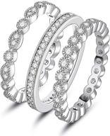 💍 xbrn 3pcs 2mm women stackable eternity ring wedding bands, 18k white gold plated cubic zirconia rings pack: stylish and affordable jewelry for women logo