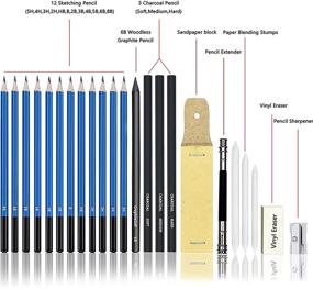 img 3 attached to 🎨 Набор художественных принадлежностей из 96 предметов: цветные карандаши для рисования, черчение и графитовые карандаши в портативном футляре - идеально для начинающих и профессиональных художников, студентов, подростков и взрослых.