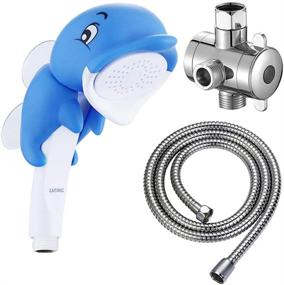 img 4 attached to 🚿 KAIYING Children's Handheld Shower Head with Cartoon Water Flow Spray - Baby Kids Toddler Bath Play Toys (Includes Showerhead, Hose, and Diverter)