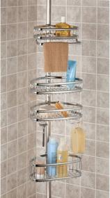 img 3 attached to 🚿 Optimized InterDesign York Bathroom Corner Shower Caddy - Tension Rod, Chrome/Brushed Finish