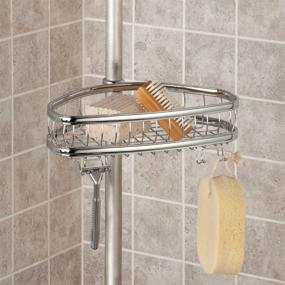 img 2 attached to 🚿 Optimized InterDesign York Bathroom Corner Shower Caddy - Tension Rod, Chrome/Brushed Finish
