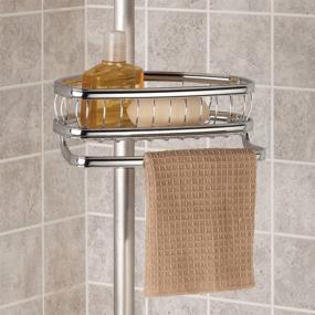 img 1 attached to 🚿 Optimized InterDesign York Bathroom Corner Shower Caddy - Tension Rod, Chrome/Brushed Finish