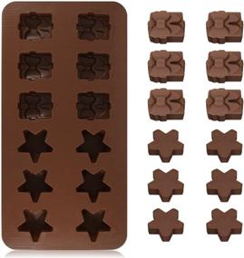 img 1 attached to 🍫 4 Pack Silicone Chocolate Candy Molds Trays - DanziX Baking Jelly Molds for Cake Decoration with Star, Gift Box, Christmas Tree, Santa Head Shapes - 2 Types