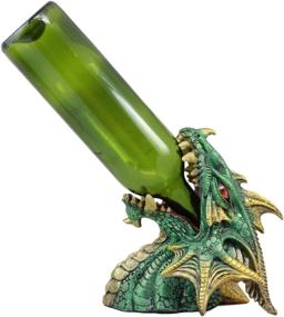 img 1 attached to 🐉 Leviathan Green Ocean Dragon Wine Bottle Holder Statue - 7.25" Tall Fantasy Medieval Mythical Decor Figurine for Dungeons and Dragons