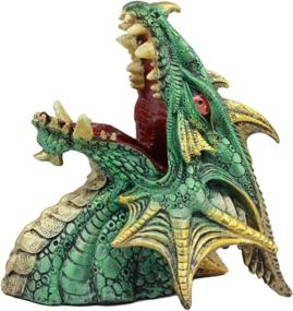 img 2 attached to 🐉 Leviathan Green Ocean Dragon Wine Bottle Holder Statue - 7.25" Tall Fantasy Medieval Mythical Decor Figurine for Dungeons and Dragons