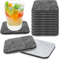 🍻 aa wonders premium felt coasters - 18 pc drink set, absorbent & furniture-friendly, 4x4 inch gray logo