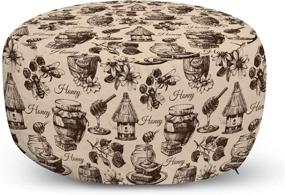 img 4 attached to 🍯 Ambesonne Honey Ottoman Pouf, Vintage Hand Drawn Sketch Illustration of Cups of Honey and Toast in Monochrome, Decorative Soft Foot Rest with Removable Cover for Living Room and Bedroom, Beige Black