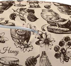 img 2 attached to 🍯 Ambesonne Honey Ottoman Pouf, Vintage Hand Drawn Sketch Illustration of Cups of Honey and Toast in Monochrome, Decorative Soft Foot Rest with Removable Cover for Living Room and Bedroom, Beige Black