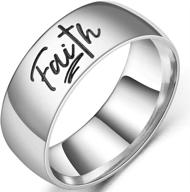 🛐 stylish 8mm stainless steel christian faith cross religious wedding band ring logo