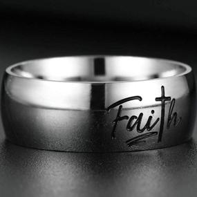 img 1 attached to 🛐 Stylish 8MM Stainless Steel Christian Faith Cross Religious Wedding Band Ring