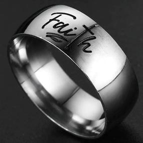 img 2 attached to 🛐 Stylish 8MM Stainless Steel Christian Faith Cross Religious Wedding Band Ring