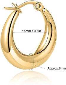 img 3 attached to 💫 Stylish Hollow Tube Hoop Earrings for Women & Girls - Gold/Silver Moon/Oval Shape with Snap Design