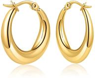 💫 stylish hollow tube hoop earrings for women & girls - gold/silver moon/oval shape with snap design logo