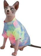🌈 colorful rainbow t-shirt for hairless cats: stylish and breathable summer vest shirts for sphynx, cornish rex, devon rex, and peterbald cats apparel logo