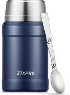 🍱 ztxpro food thermos: 27 oz stainless steel insulated lunch container for hot food with wide mouth, leak proof soup containers and folding spoon - midnight blue логотип