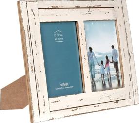 img 3 attached to 🖼️ Distressed Wood Collage Picture Frame by PRINZ Homestead - Holds Two 5x7 Photos, White