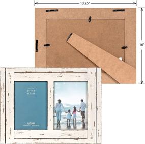 img 1 attached to 🖼️ Distressed Wood Collage Picture Frame by PRINZ Homestead - Holds Two 5x7 Photos, White