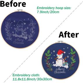 img 1 attached to 🎄 Liyahog 3 Pack Embroidery Starter Kits with Christmas Tree Snowman Patterns and Instructions, Complete Range of Stamped Embroidery Kits including 3 Embroidery Clothes and 1 Embroidery Hoop