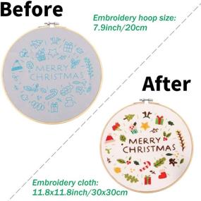 img 2 attached to 🎄 Liyahog 3 Pack Embroidery Starter Kits with Christmas Tree Snowman Patterns and Instructions, Complete Range of Stamped Embroidery Kits including 3 Embroidery Clothes and 1 Embroidery Hoop