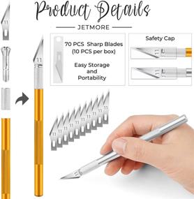 img 2 attached to ✂️ 72-PACK Craft Knife Set - Precision Utility Knife with 2 Handles, Steel Hobby Knife, 70pcs #11 Hobby Knife Blades, Storage Case - Ideal for DIY, Artwork, Cutting, Carving - Jetmore (Gold Silver)