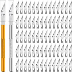 img 4 attached to ✂️ 72-PACK Craft Knife Set - Precision Utility Knife with 2 Handles, Steel Hobby Knife, 70pcs #11 Hobby Knife Blades, Storage Case - Ideal for DIY, Artwork, Cutting, Carving - Jetmore (Gold Silver)