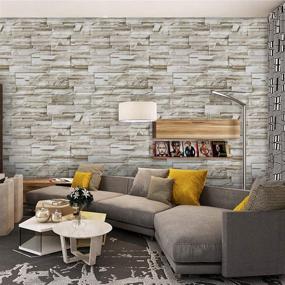 img 2 attached to 🧱 Transform Your Space with 17.7"x197'' Brick Stone Self-Adhesion Peel and Stick Wallpaper: Waterproof and Removable Backsplash, Fireplace and Shelf Liner, Kitchen Decoration