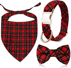 img 4 attached to 🎀 Cute Bowtie Dog Collar for Medium and Large Dogs - Stylish Girl Dog Collar with Bow Tie, Fall Bandana Collar, Perfect for Christmas and Pink Female Canines