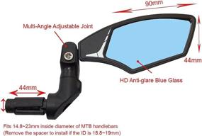 img 3 attached to 🚲 Hafny 2021 NEW Bar End Bike Mirror, High-Definition Automotive Grade Glass Lens, Spacious Surface, Shatterproof, Multi-Angle Adjustable, E-Bike Mirrors (HF-M900RB-FR08 (Right Side, Blue Glass))