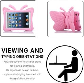 img 1 attached to 🦋 Simicoo iPad 7 8 10.2 Kids Case - Cute Butterfly Design, Shockproof & Heavy Duty Pink Cover for Girls - iPad 9 10.2 Compatible - Lightweight & Kid-Friendly