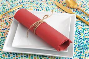 img 1 attached to 🧡 Premium Red Linen-Like Wedding Napkins - 50 Count, Thick & Compostable Dinner Napkins for Parties and Receptions