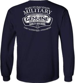 img 1 attached to 🏍️ Harley-Davidson Military - Men's Navy Skull Long-Sleeve Graphic T-Shirt - Camp Leatherneck Design, Chrome Dome Print