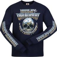 🏍️ harley-davidson military - men's navy skull long-sleeve graphic t-shirt - camp leatherneck design, chrome dome print logo