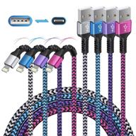 ⚡️ 4pack of iphone charging cables, 3-6ft long, braided lightning cords, fast power charger for iphone 13 12 pro max/11pro max/se/x/xs/xr/8/7/6s plus, ipad mini, air, lightening colored wire logo