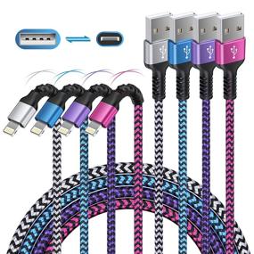 img 4 attached to ⚡️ 4Pack of iPhone Charging Cables, 3-6ft Long, Braided Lightning Cords, Fast Power Charger for iPhone 13 12 Pro Max/11Pro Max/SE/X/XS/XR/8/7/6S Plus, iPad Mini, Air, Lightening Colored Wire