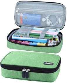 img 4 attached to 📚 Large Capacity Pencil Case - Pouch Pen Bag with Organizing Compartments for Teenagers, Students, and Professionals - Ideal for School, Office, and Cosmetic Storage (Green)