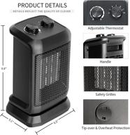 evelyn 1500w oscillating space heater with thermostat - portable electric heaters for home office indoor use | safe, quiet & fast heating ceramic room small heater logo