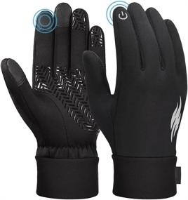 img 4 attached to 🧤 Thermal Unisex Winter Touch Screen Gloves: Anti-Slip Windproof Gloves in Black & Grey - Available in S/M/L Sizes